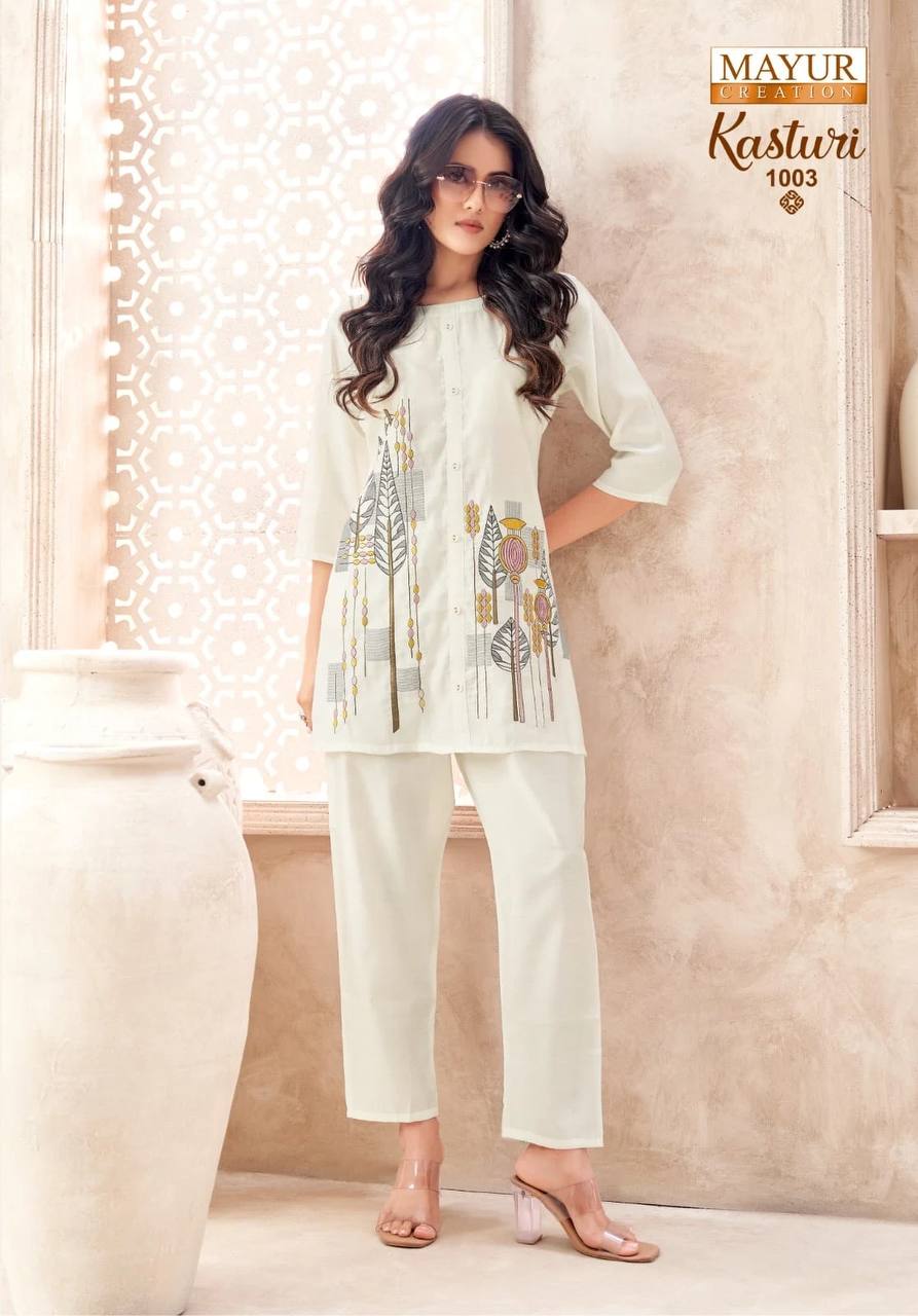 Indian Ethnic Embroidered Kurti & Straight Pant Co-Ord Set for Women