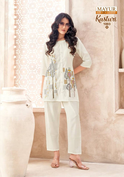 Indian Ethnic Embroidered Kurti & Straight Pant Co-Ord Set for Women