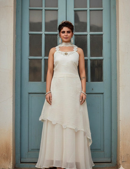 Ivory Grace Embroidered Sharara Set