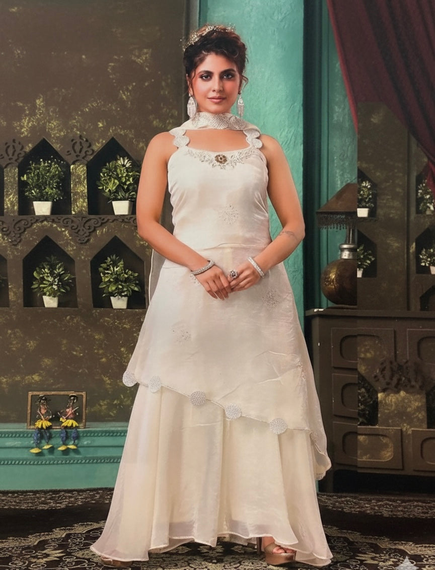Ivory Grace Embroidered Sharara Set