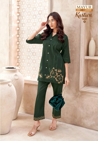 Indian Ethnic Embroidered Kurti & Straight Pant Co-Ord Set for Women