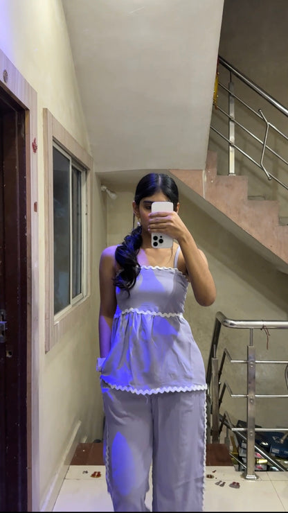 Viral  Scallop-Edge Lounge Co-ord Set