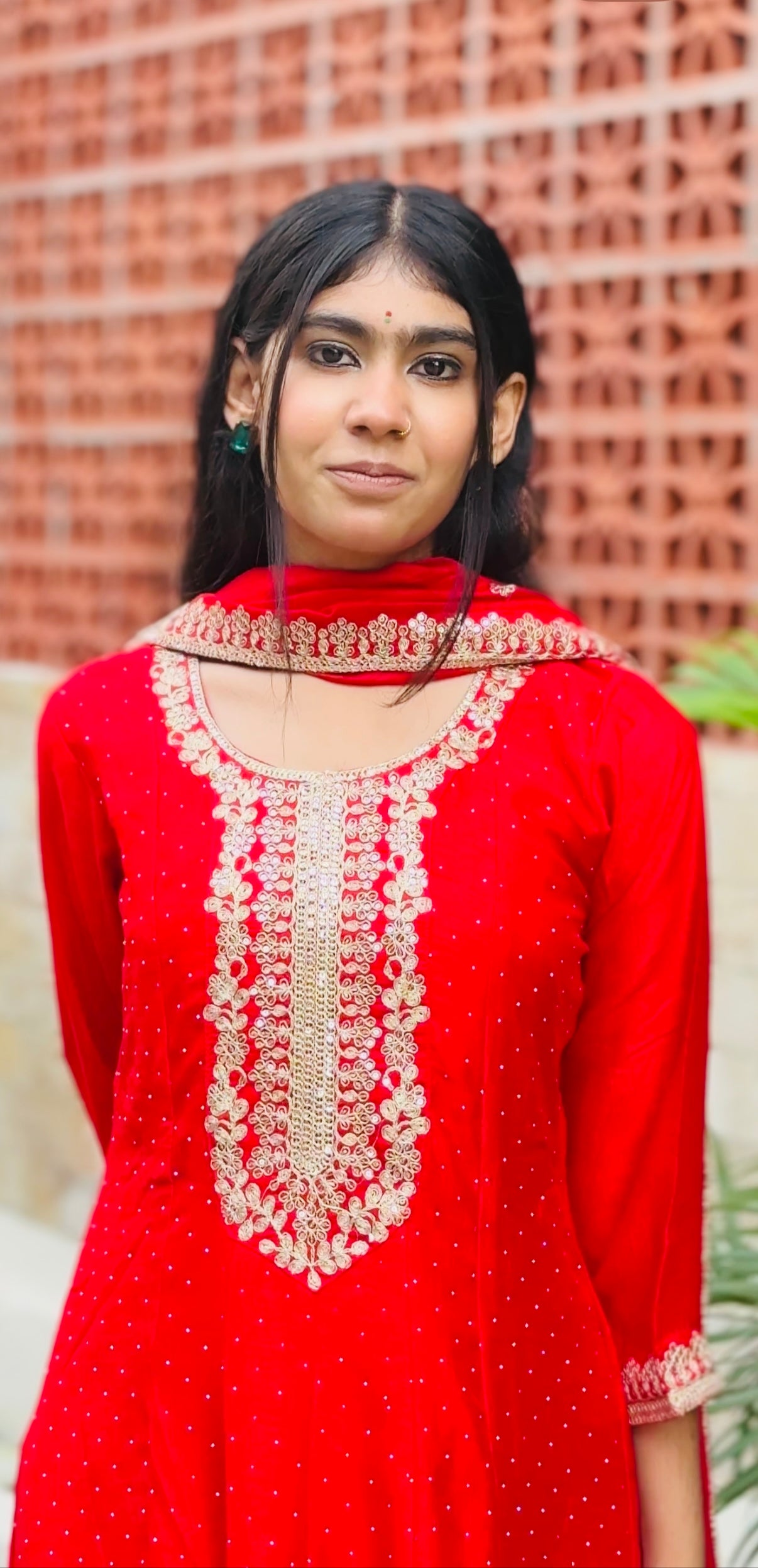❤️ Gulzaar Red Embroidered Anarkali Suit