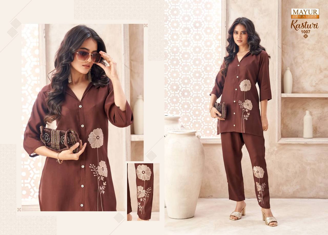 Indian Ethnic Embroidered Kurti & Straight Pant Co-Ord Set for Women