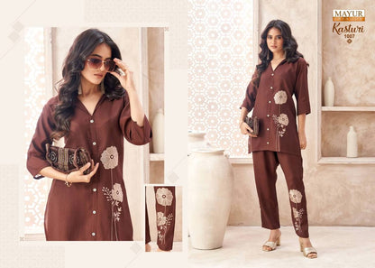 Indian Ethnic Embroidered Kurti & Straight Pant Co-Ord Set for Women