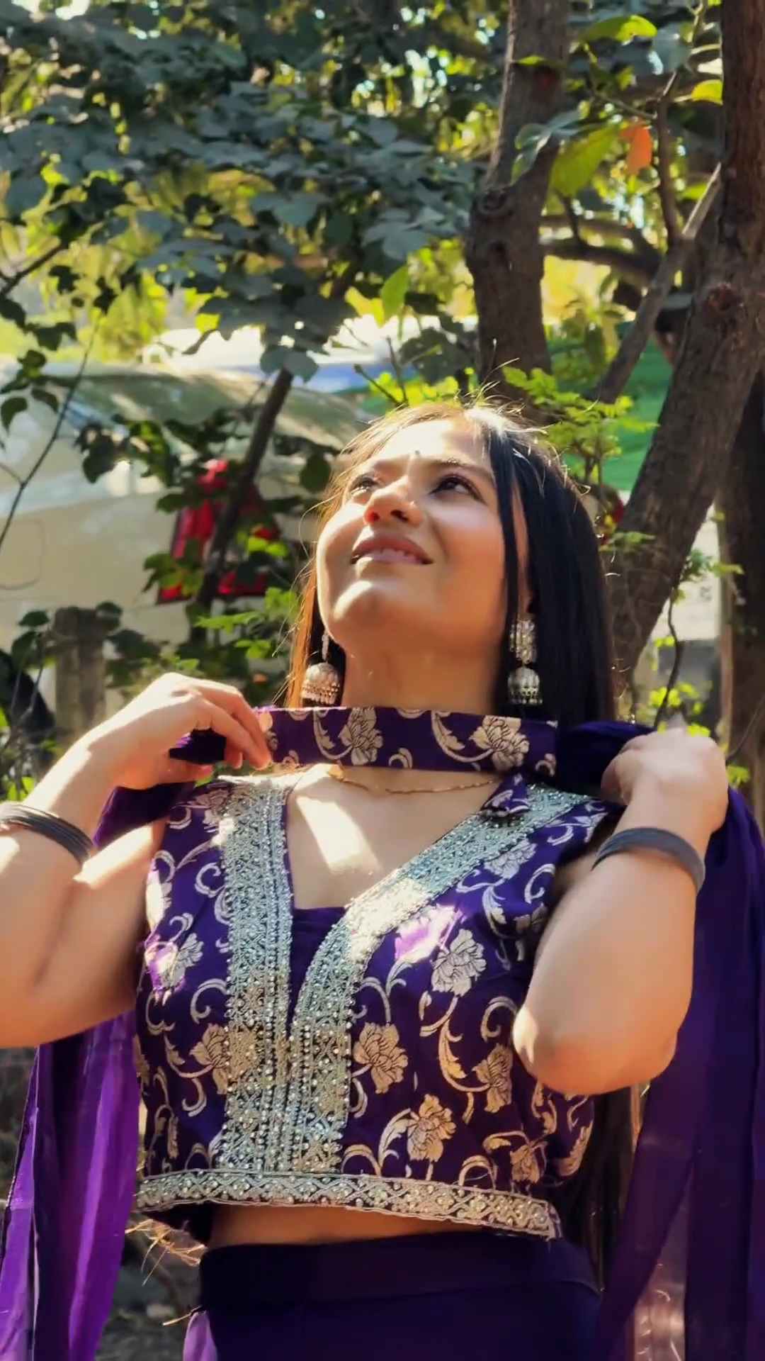 Royal Purple Embroidered Palazzo Suit Set with Dupatta