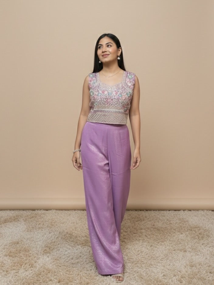 Purple Embroidered Shrara Set with Dupatta | Elegant Festive Wear for Women