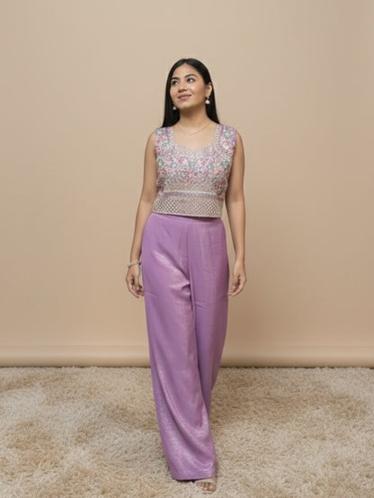 Purple Embroidered Shrara Set with Dupatta | Elegant Festive Wear for Women