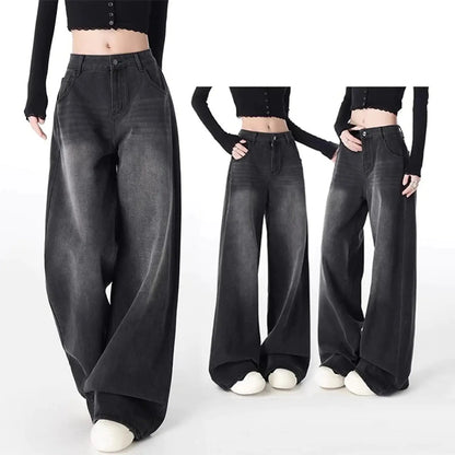 Black Wide-Leg Baggy Denim Jeans