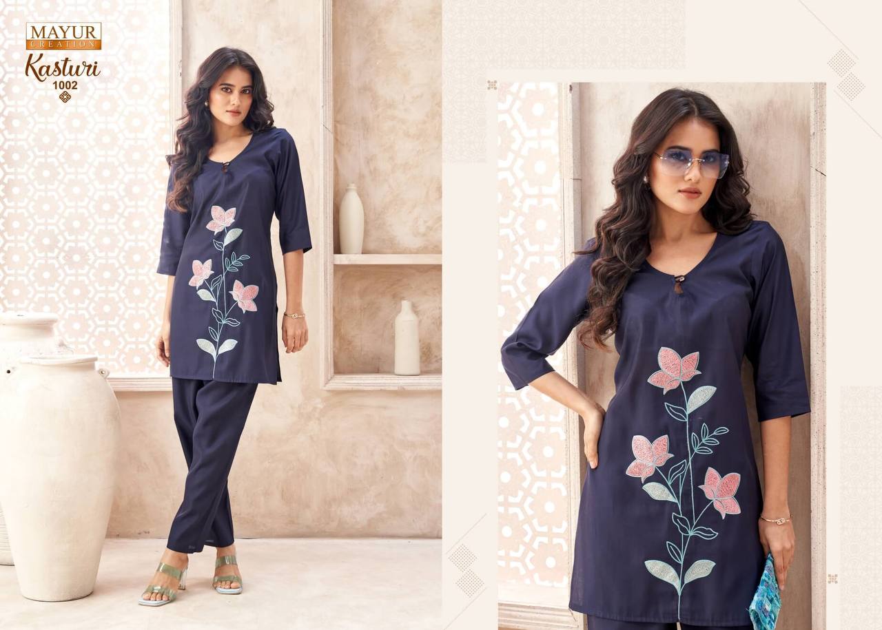 Indian Ethnic Embroidered Kurti & Straight Pant Co-Ord Set for Women
