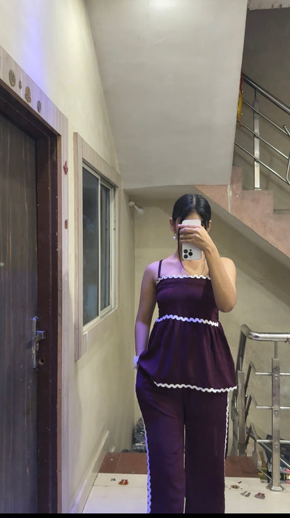 Viral  Scallop-Edge Lounge Co-ord Set