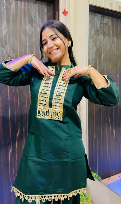 Mirror Work Silk Kurta Set for Women – Festive Ethnic Wear