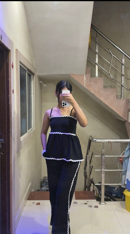 Viral  Scallop-Edge Lounge Co-ord Set