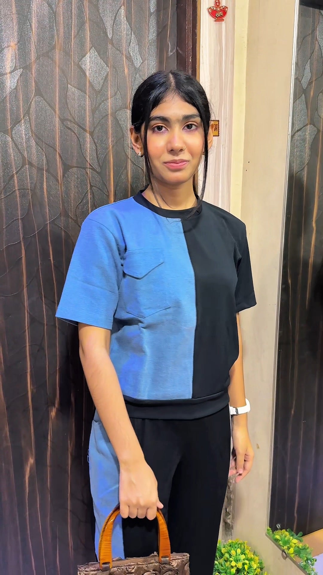 Denim Colorblock Utility Co-ord Set (Top & Pants)