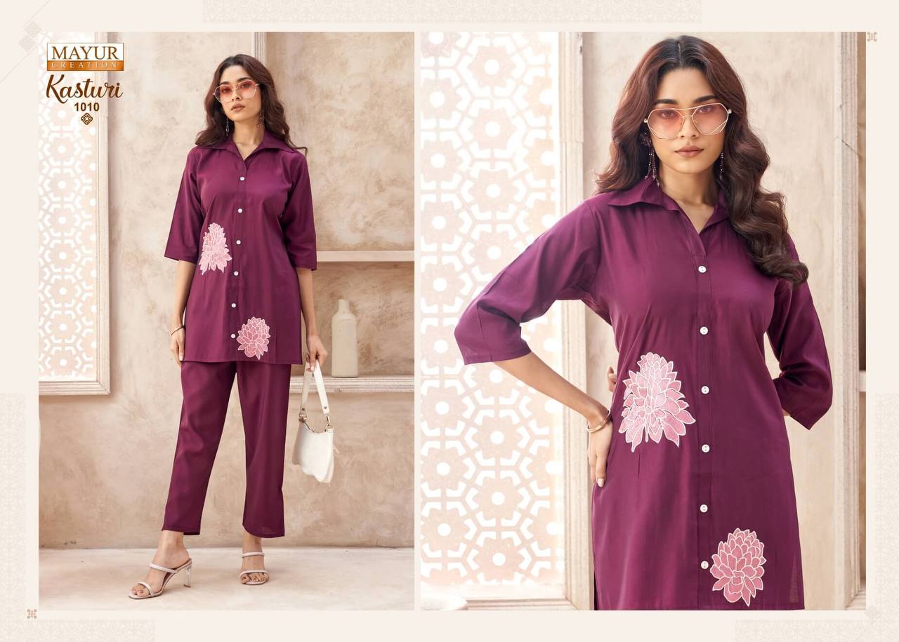 Indian Ethnic Embroidered Kurti & Straight Pant Co-Ord Set for Women