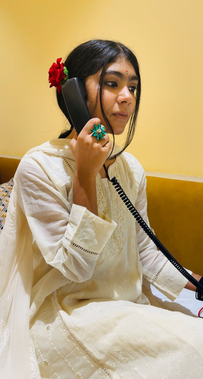 ✨ Elegant Off-White Chikankari Anarkali Set | Timeless Ethnic Charm