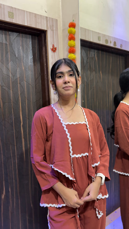 Viral  Scallop-Edge Lounge Co-ord Set