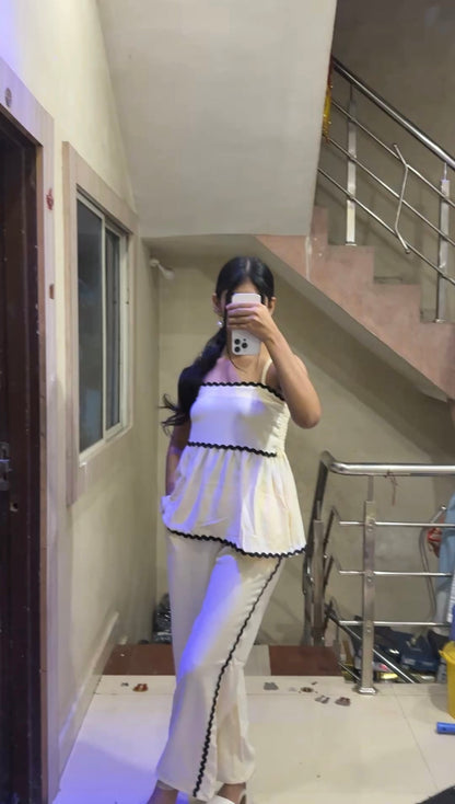 Viral  Scallop-Edge Lounge Co-ord Set