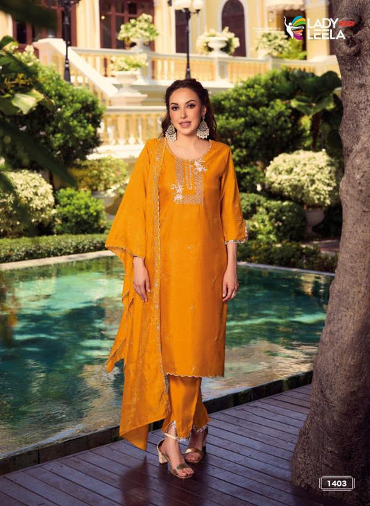 Elegant yellow Embroidered Kurta Pant Set with Dupatta | Festive & Wedding Wear for Women