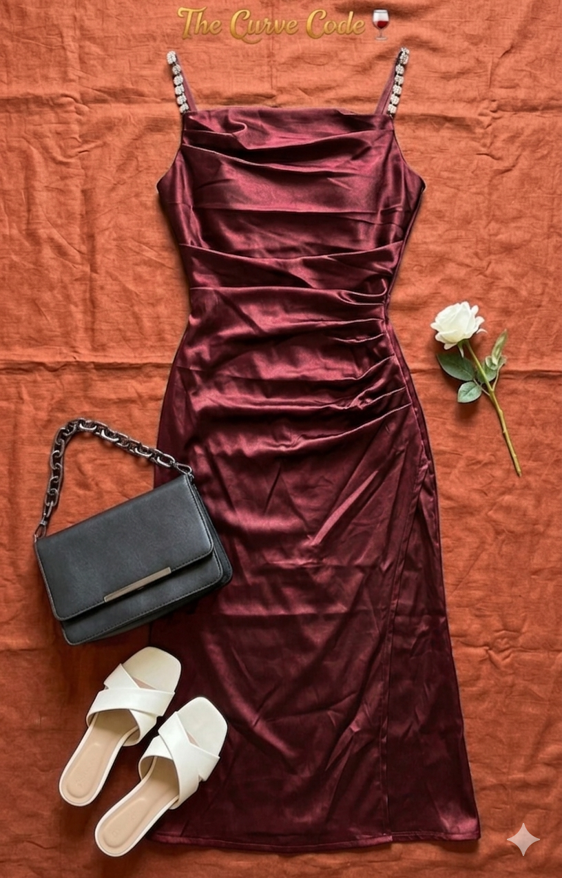 Satin Bodycon Party Midi Dress