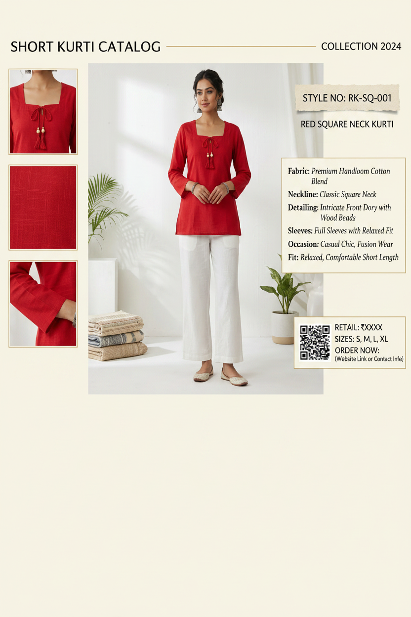 Red Cotton short kurti