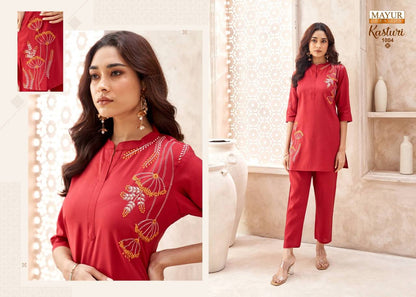 Indian Ethnic Embroidered Kurti & Straight Pant Co-Ord Set for Women