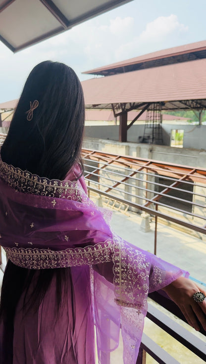 ✨ Lavender Grace Embroidered Anarkali Suit