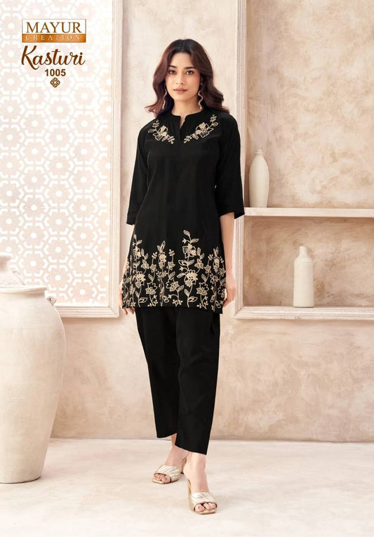 Indian Ethnic Embroidered Kurti & Straight Pant Co-Ord Set for Women