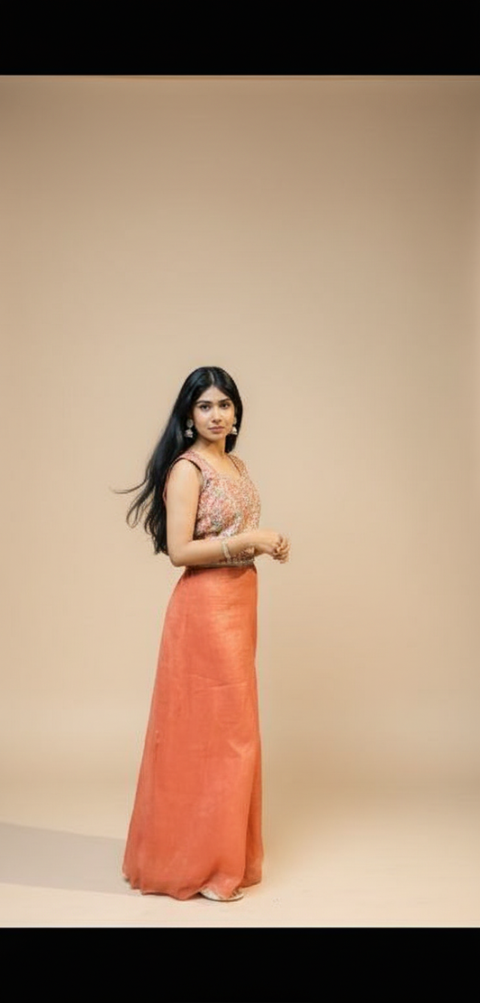 Peach Embroidered Shrara Set with Dupatta | Elegant Festive Wear for Women
