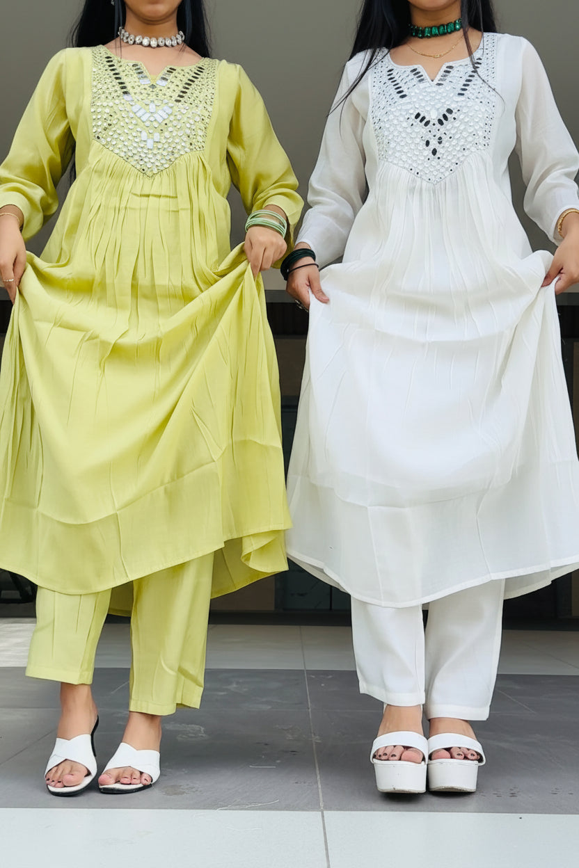 Nehar Mirror-Work Anarkali Suit