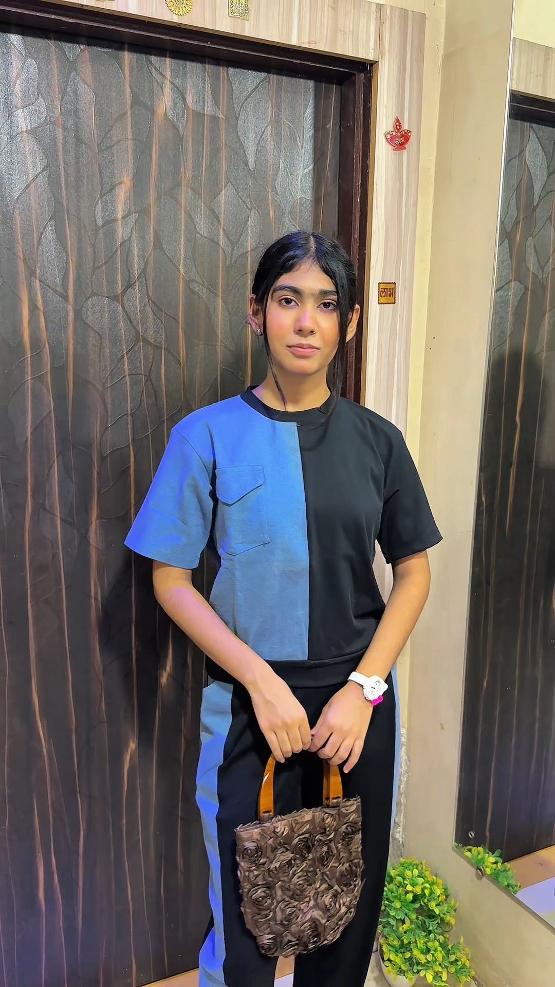 Denim Colorblock Utility Co-ord Set (Top & Pants)