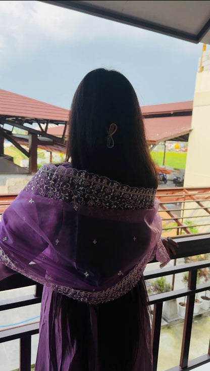 ✨ Lavender Grace Embroidered Anarkali Suit