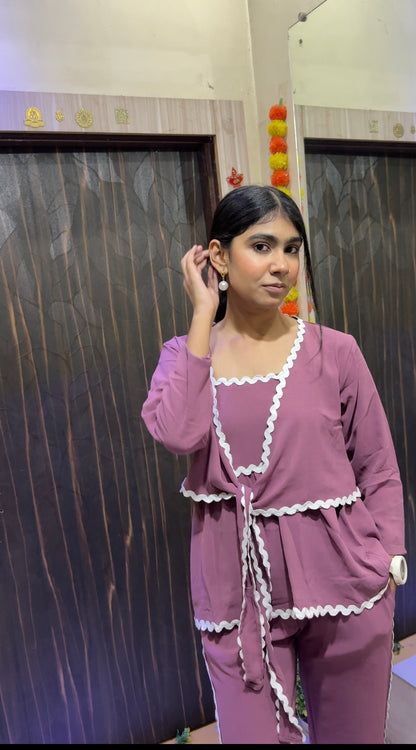 Viral  Scallop-Edge Lounge Co-ord Set