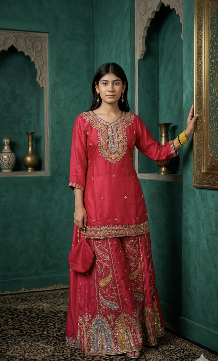 Elegant Embroidered Shrara Set for Women