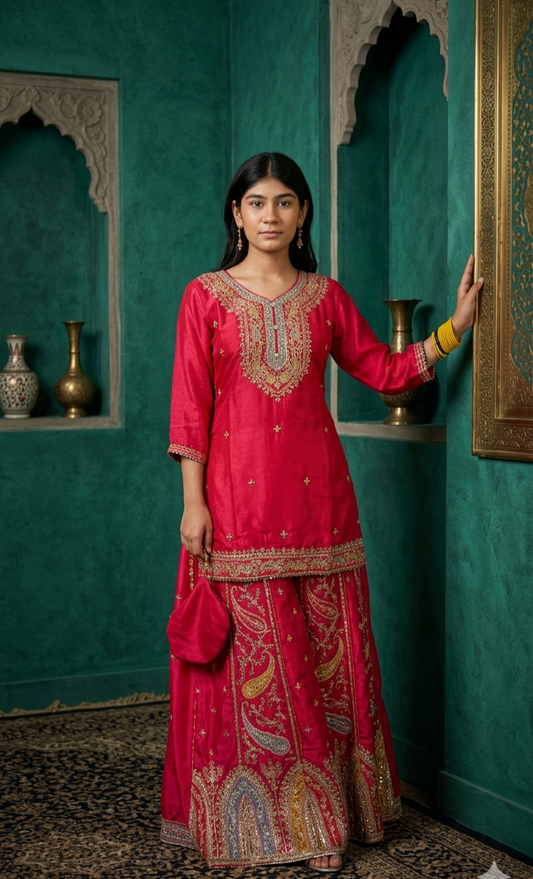 Elegant Embroidered Shrara Set for Women