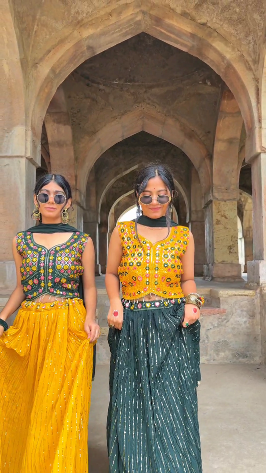 Designer Lehenga Choli for Women | Mehendi, Sangeet, Haldi Outfit