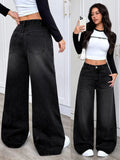 Black Wide-Leg Baggy Denim Jeans